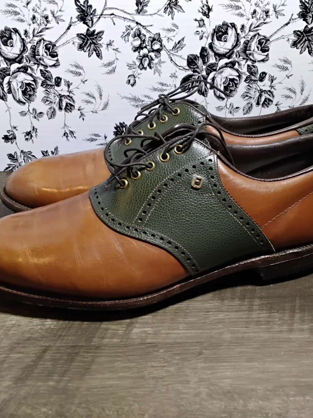 FootJoy Brown and Green Leather Derby Oxfords
